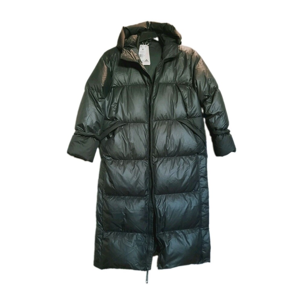 Adidas Women Big Baffle Down Coat Long Puffer Parka Jacket Black IV9770 Sz MNWT